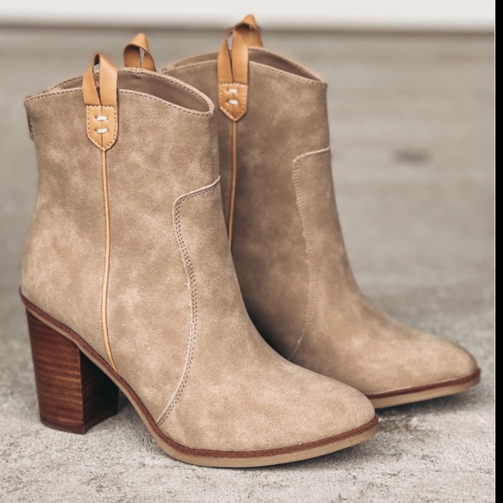 MIA Susanna Western Block Heel Ankle Sand/Nude Boots Women's Size 8 - Picture 12 of 16